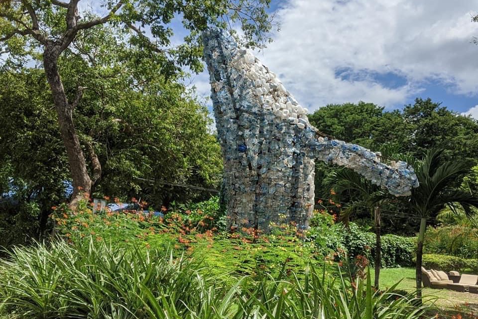 Whale made from recycled plastic Playa Ocotal Costa Rica